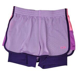 Champion DuoDry Girls Athletic Shorts Purple SZ 10 Mesh Lined Leggings Pull On